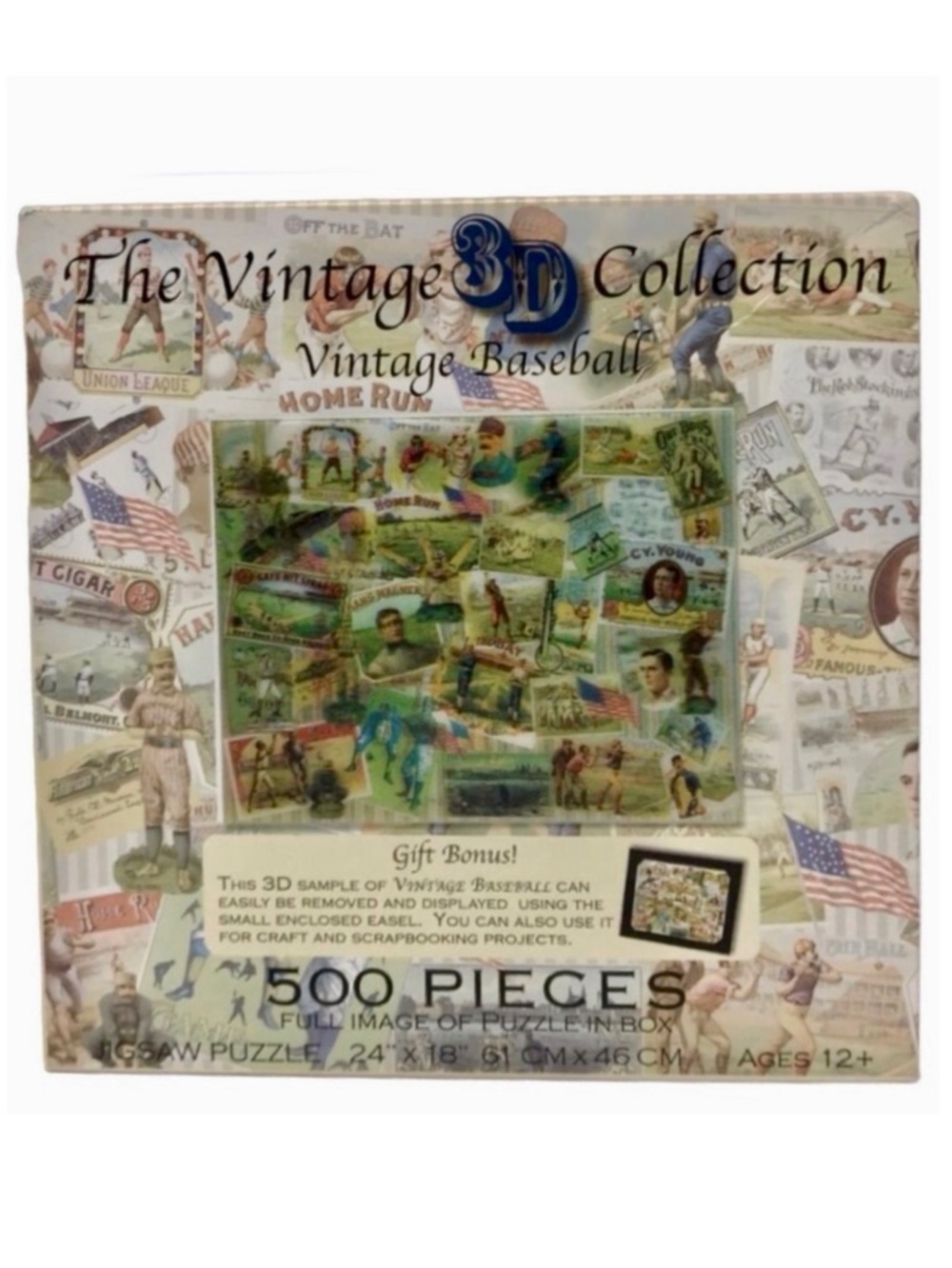The Vintage 3-D Collection “Vintage Baseball”  500 pc. Jigsaw Puzzle (NWT)
